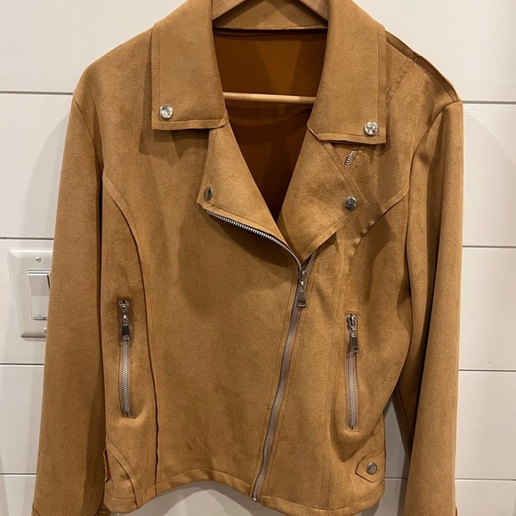 unknown Jackets & Blazers - Women's Suede Jacket Size Medium Tan Beige Brown